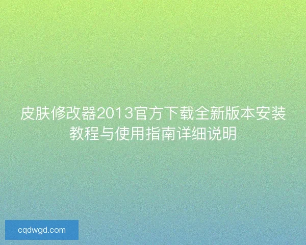 皮肤修改器2013官方下载全新版本安装教程与使用指南详细说明